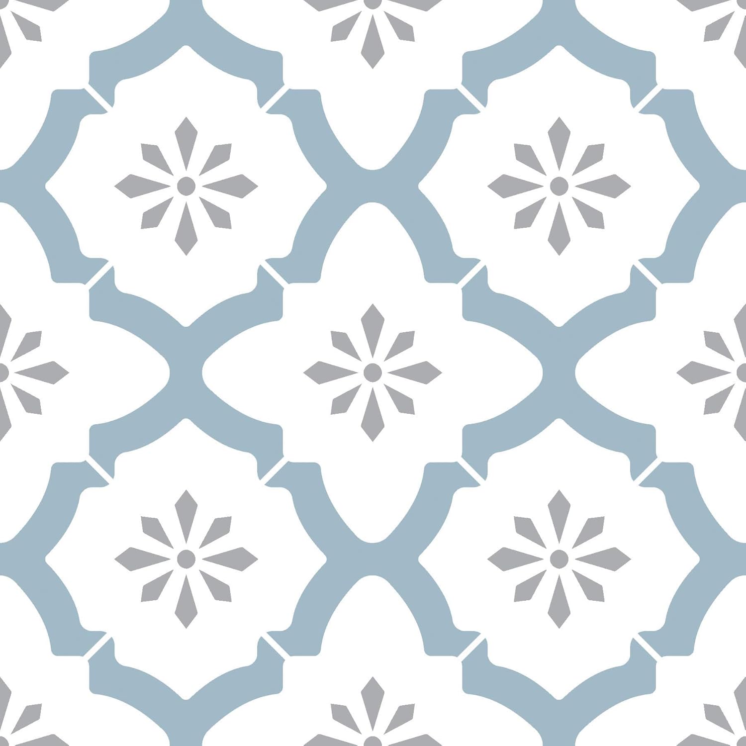 WallPops FP2943 Alfama Peel & Stick Floor Tiles, Multi-Colour, 12 x 12 inches