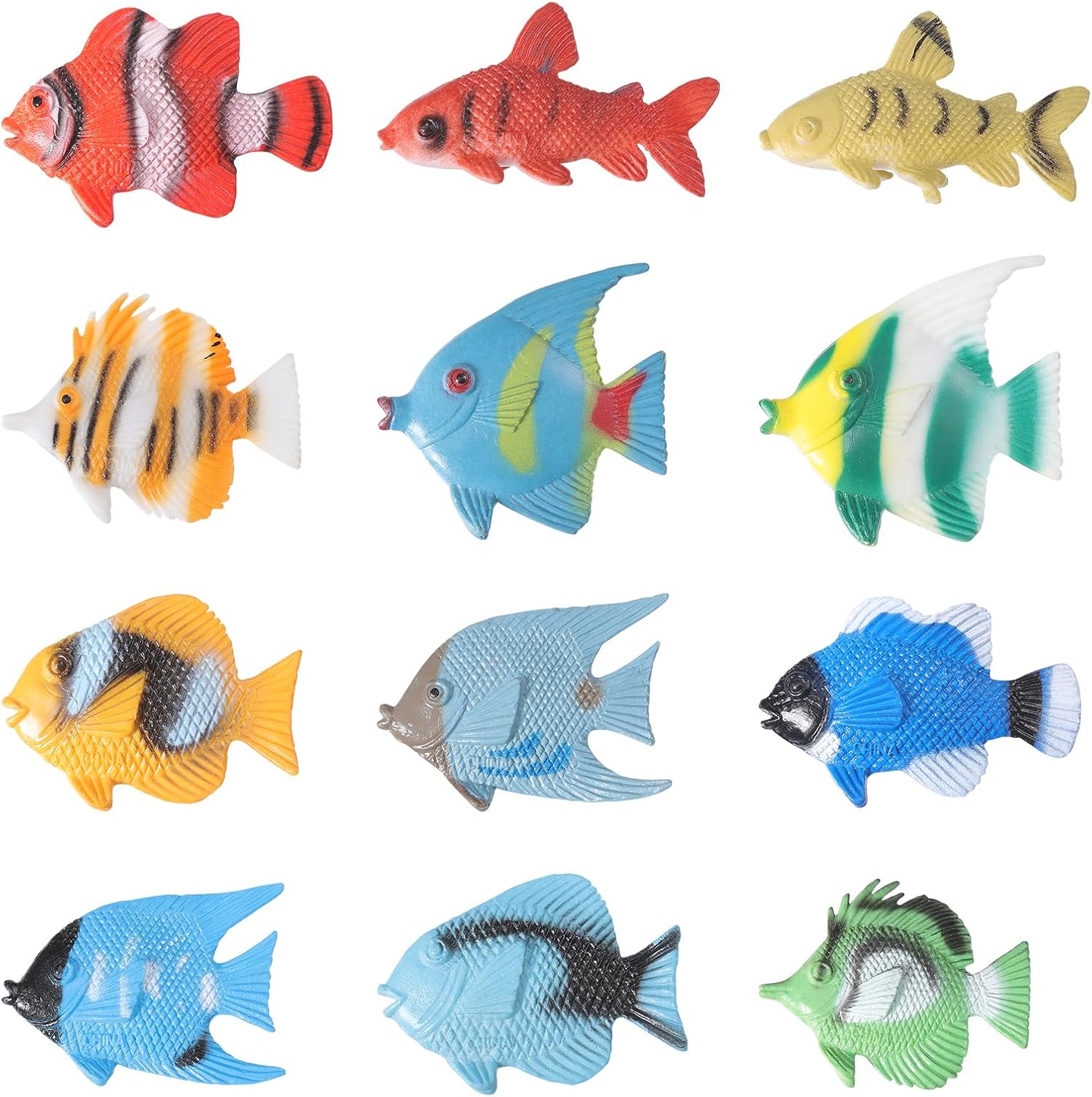 STOBOK 12pcs Tropical Fish Figure Play Set Mini Sea Ocean Animals Plastic Vivid Simulation Fish Toys for Kids Learning Educational Toys Party Favors Landscape Aquarium Decorations