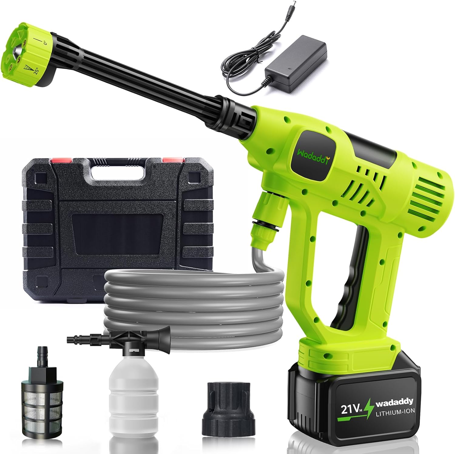 Cordless Pressure Washer, 900PSI Portable Power Washer with 3.0 Ah Battery, 6-in-1 Nozzle, 10 Speed Adjustment/Battery Level Display, Portable Pressure Washer for Car/Garden/Floor/Yards