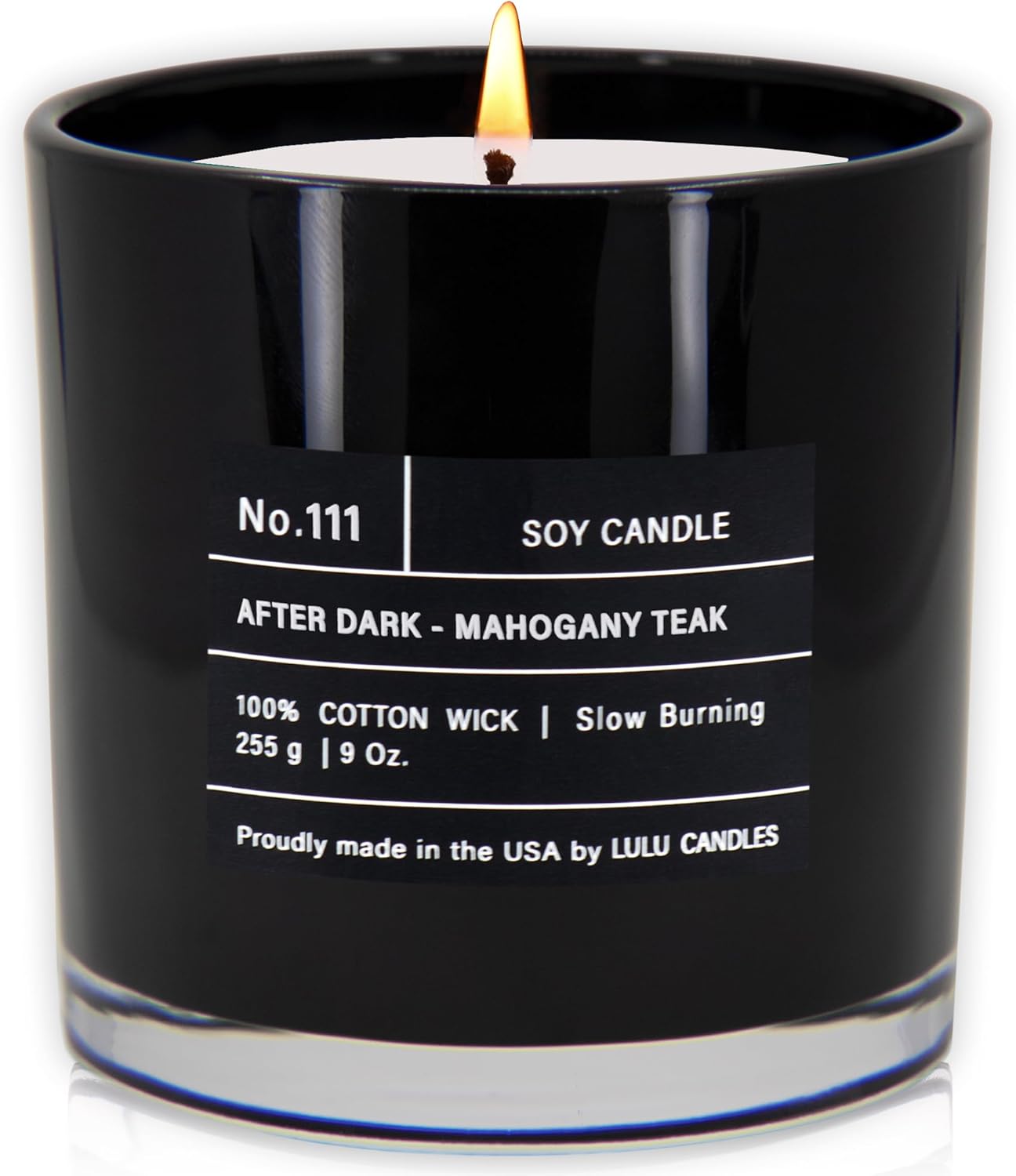 Lulu Candles | After Dark - Mahogany Teak | Luxury Scented Soy Jar Candle | Hand Poured in The USA | Highly Scented Candles for Home Fragrance & Decor (9 Oz.)