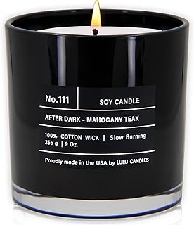 Lulu Candles | After Dark - Mahogany Teak | Luxury Scented Soy Jar Candle | Hand Poured in The USA | Highly Scented Candles for Home Fragrance & Decor (9 Oz.)