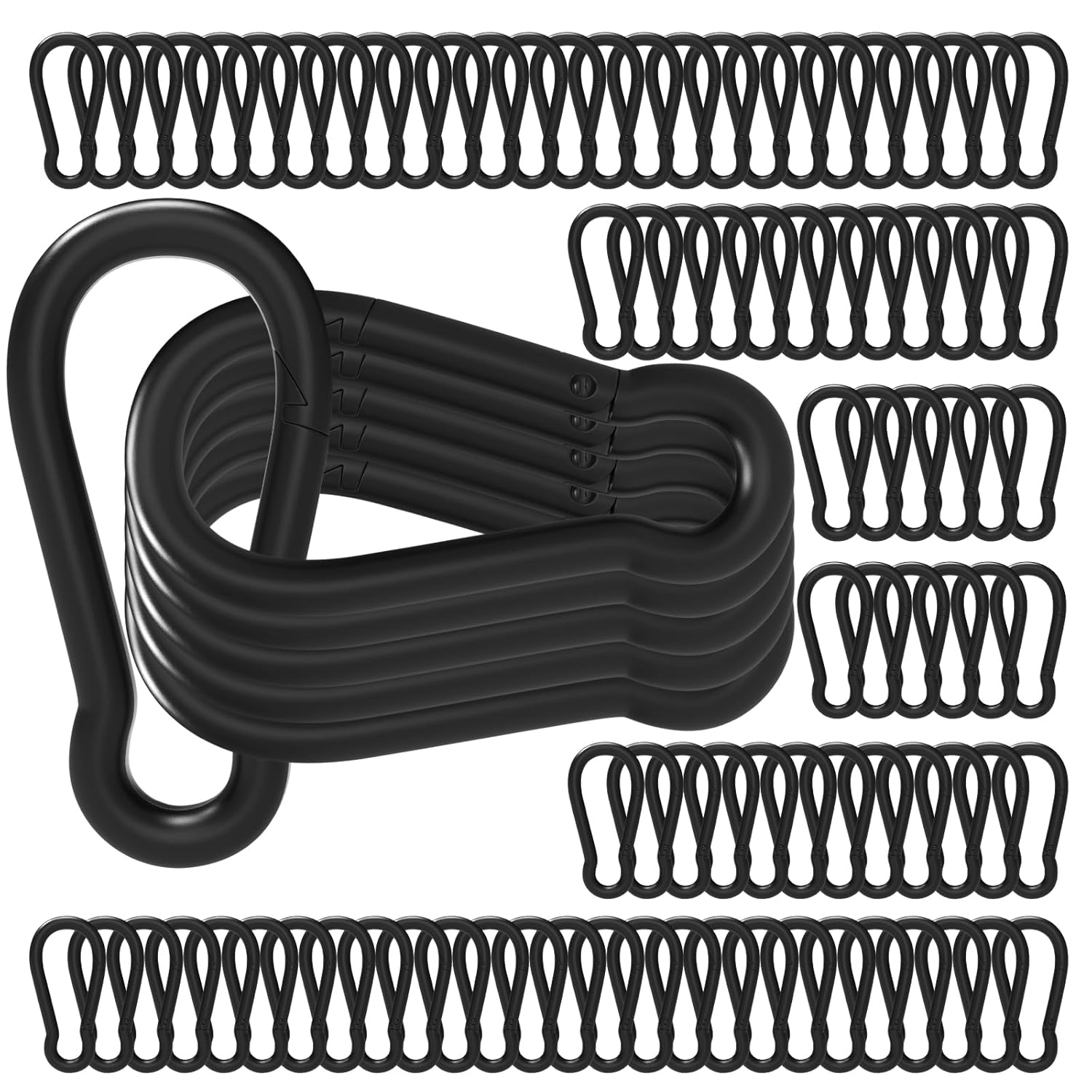 Carabiner Clips,M6 Spring Snap Hooks,120PCS Black Small Carabiners Galvanized Steel,Quick Links Caribiniers for Outdoor Hiking Camping Hammocks Dog Leashes Backpack Snaps