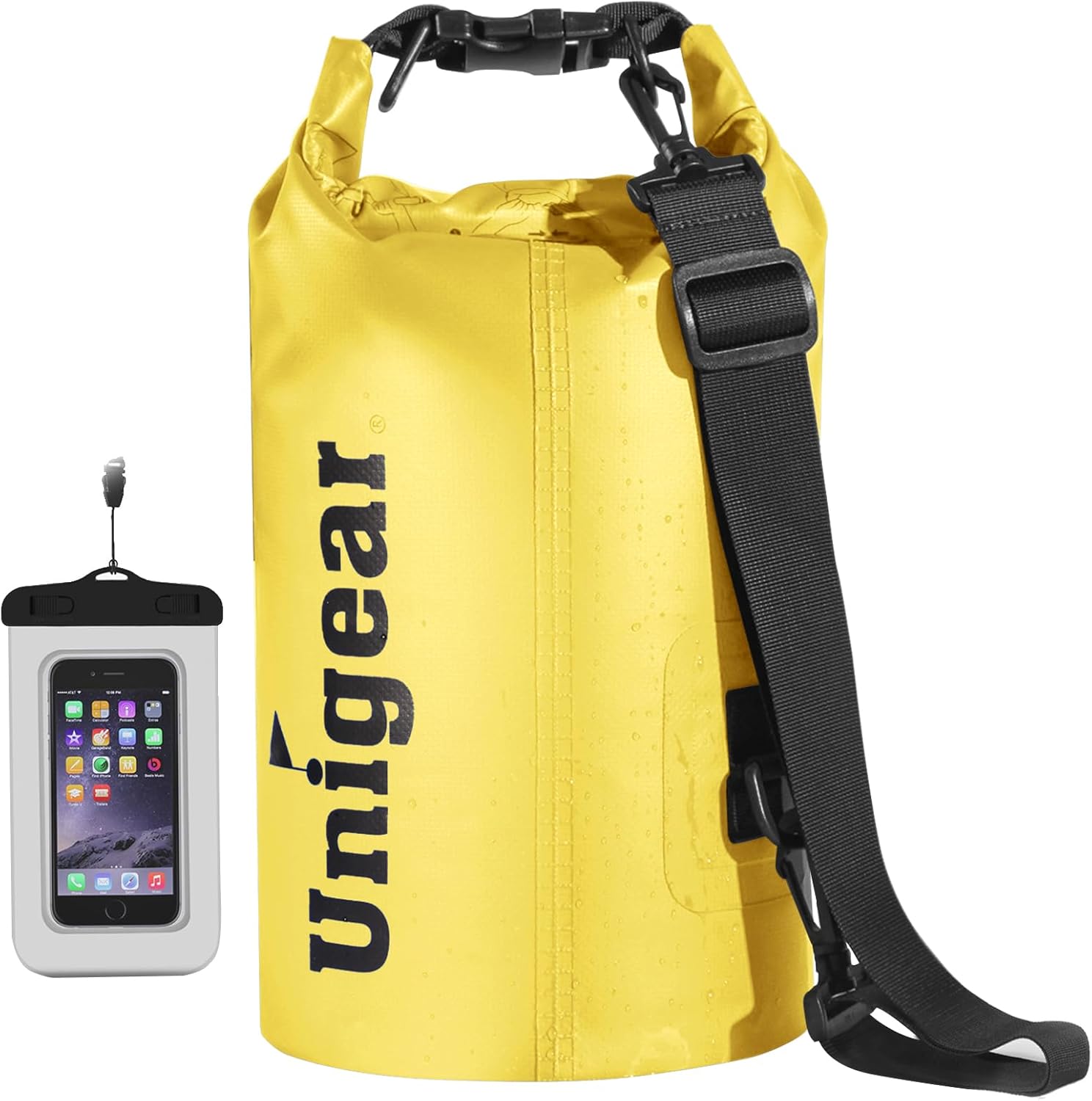 Unigear Dry Bag 2L/5L/10L/20L/30L/40L/55l Waterproof Dry Sack Roll Top with Phone Case and Long Adjustable Shoulder Strap for Boating/Kayaking/Fishing/Rafting/Swimming/Camping/Snowboarding