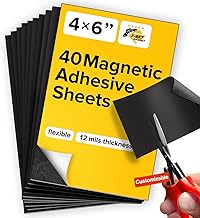 X-Bet Magnetic Sheets with Adhesive Backing - Flexible Magnetic Paper with Strong Self Adhesive - Sticky Magnet Sheets for Photo and Picture Magnets, Stickers and Other Craft Magnets (4" x 6", 40 pcs)