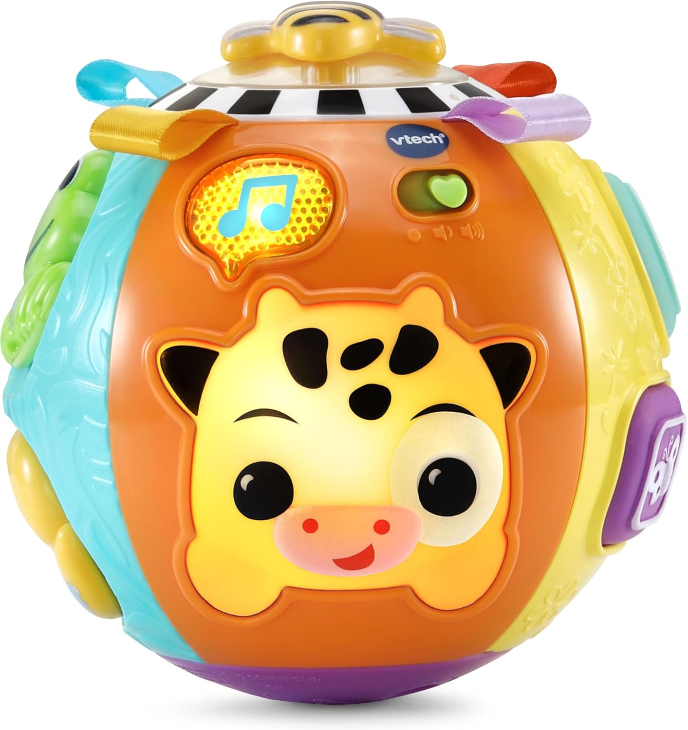 VTech Baby Animal Discoveries Ball, Interactive Baby Toy with Lights, Shapes, Fun Sound Effects, Different Textures for Sensory Play, Gift for Ages 3, 6, 9, 12 Months +, English Version