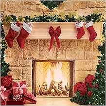 Allenjoy 6 x 6 FT Christmas Fireplace Backdrop Photography Background Portrait Photobooth Xmas Party Banner Decorations Photo Studio Props