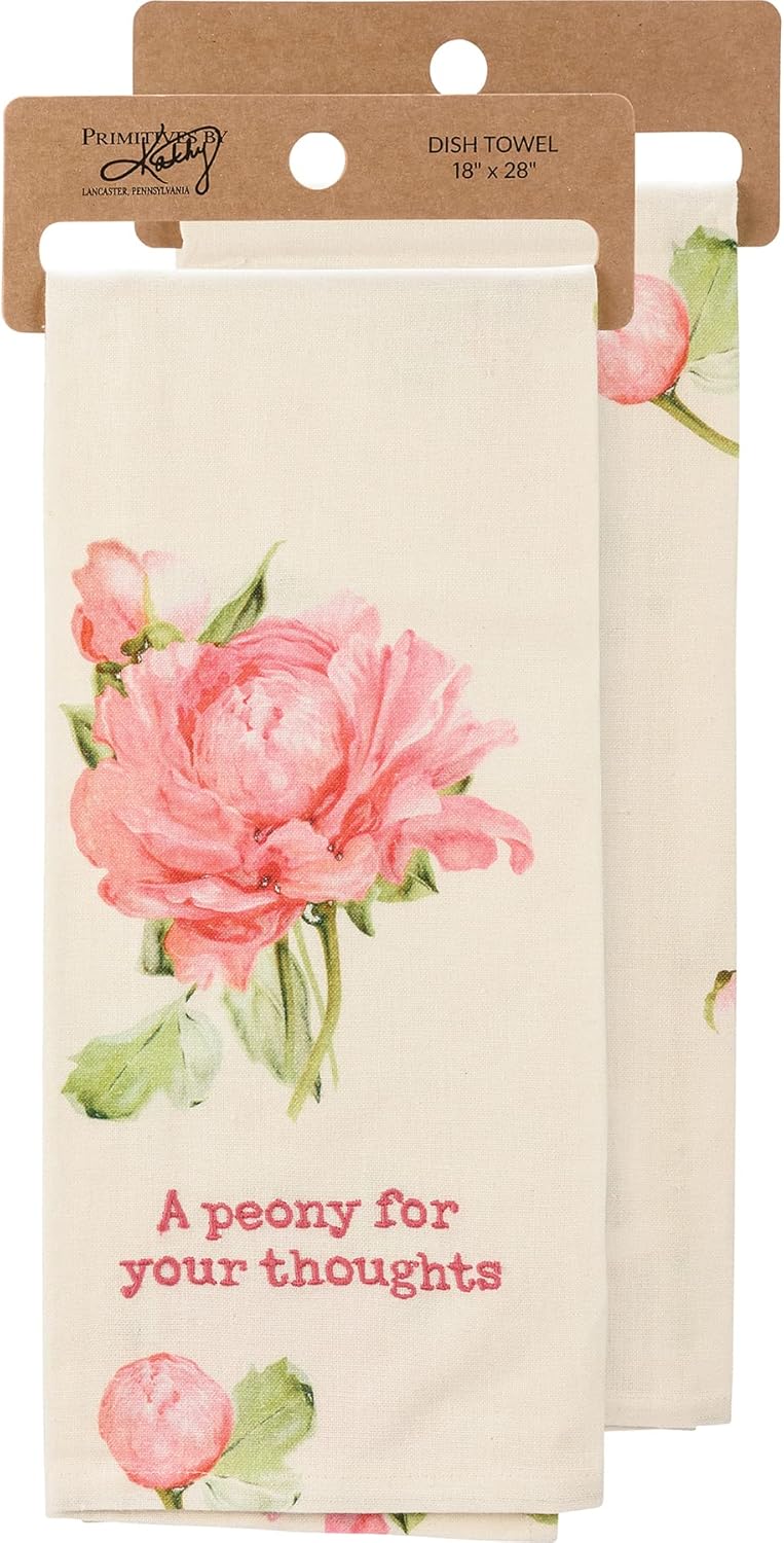 Primitives by Kathy A Peony for Your Thoughts Decorative Kitchen Towel