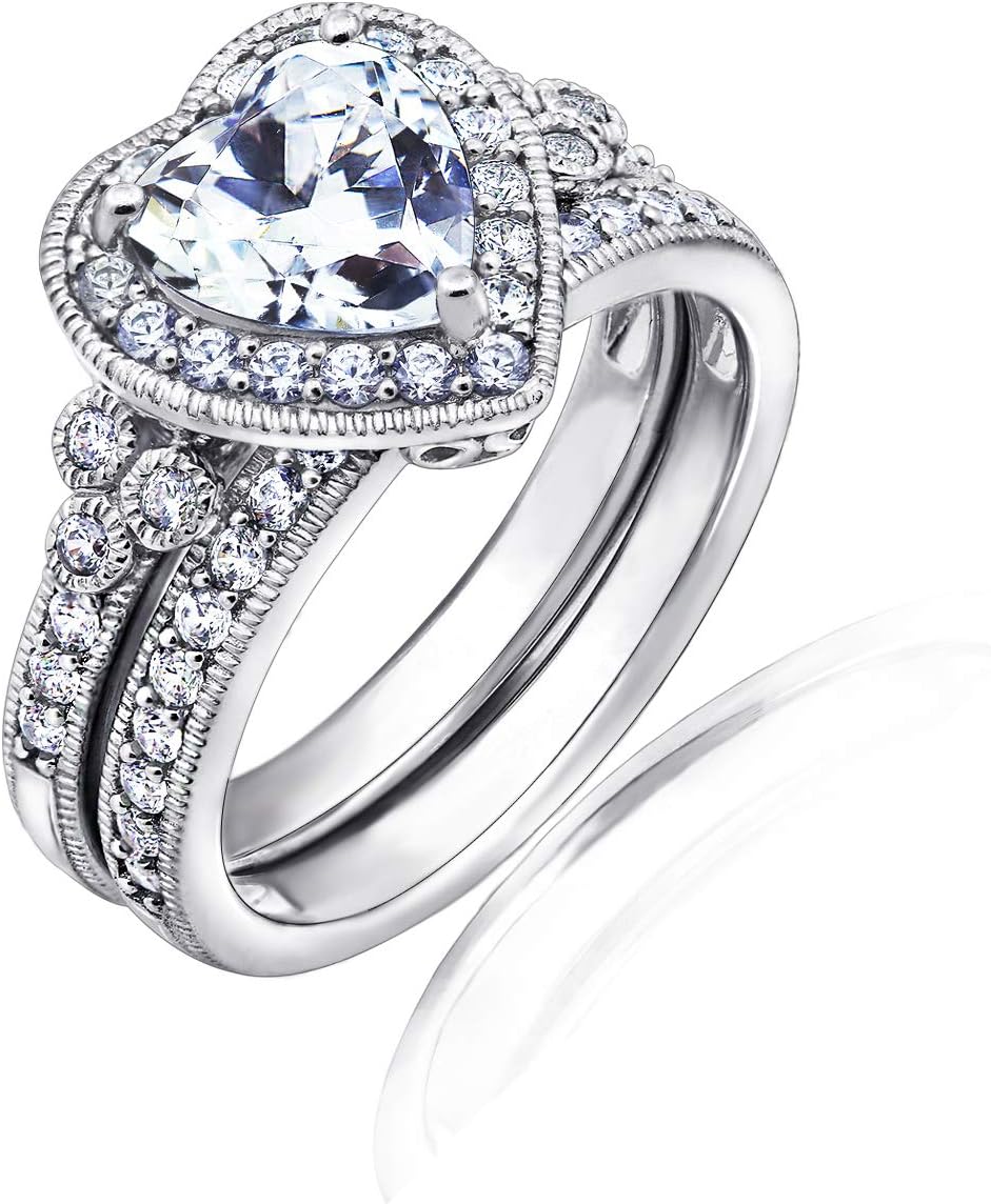 Amazon Collection Platinum-Plated Sterling Silver Infinite Elements Cubic Zirconia Antique Ring