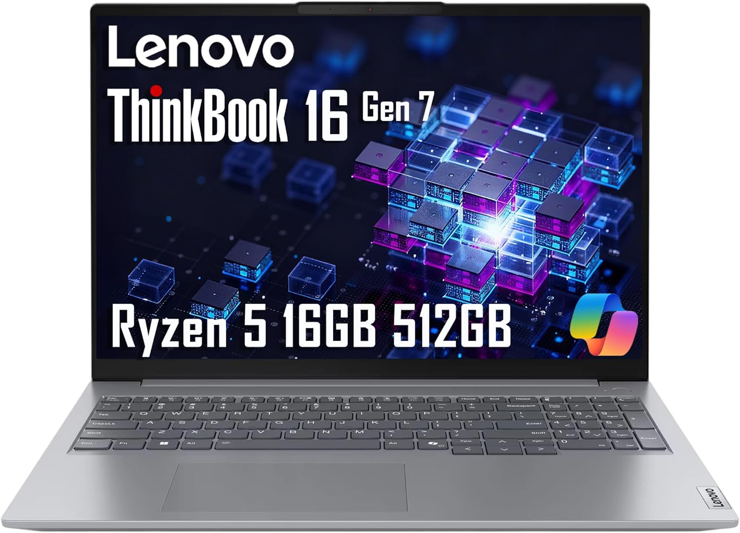 Lenovo ThinkBook 16 Gen 7 Business Laptop (16" FHD+ Anti-Glare, AMD Ryzen 5 7533HS (> i7-1255U), 16GB DDR5 RAM, 512GB SSD), Fingerprint Reader, Webcam, Ethernet, Wi-Fi 6, Win 11 Pro w/ Copilot, Grey