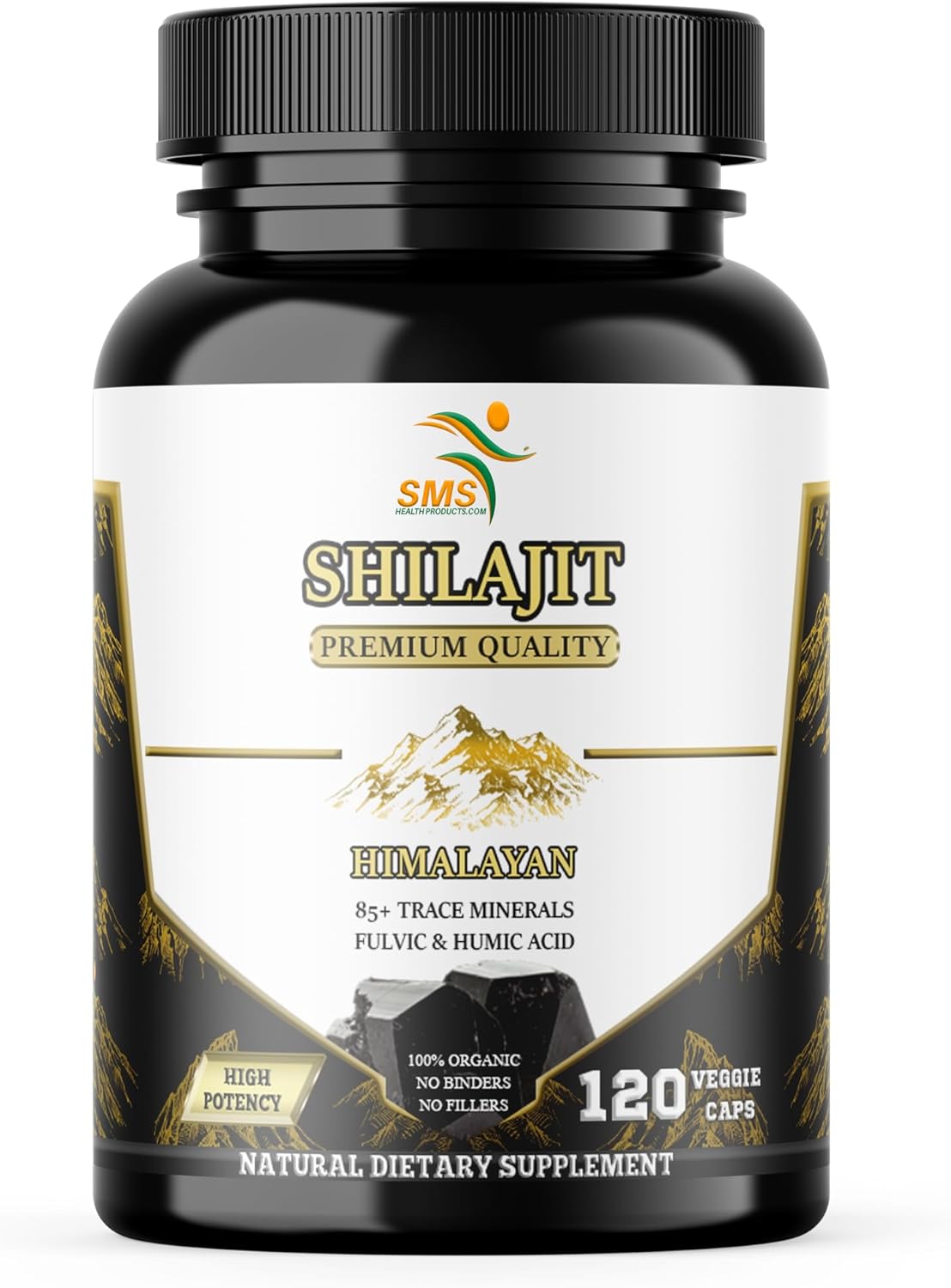 Shilajit Pure Himalayan Capsules (Fulvic Acid Supplement) 1,000mg of Organic Shilajit Extract per Serving, 120 Count (85+ Trace Minerals, No Fillers, No Binders)