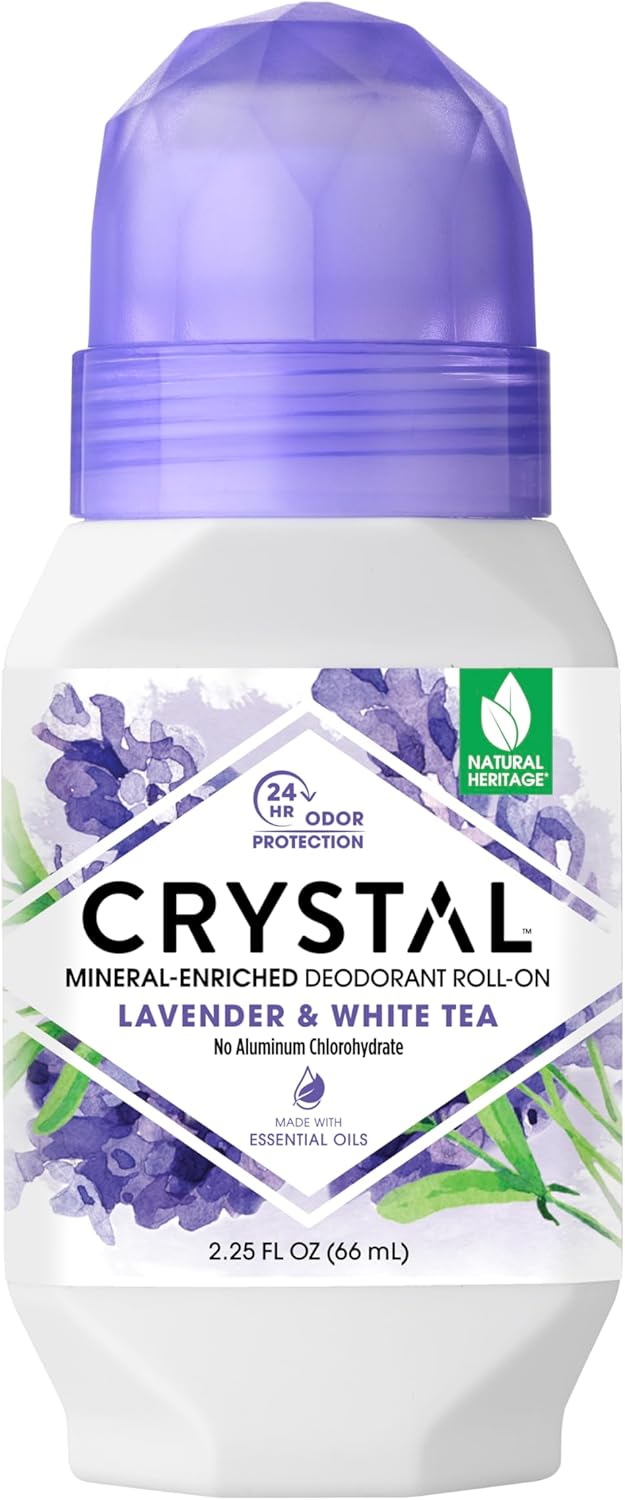 Crystal essence Deodorant Roll-On, Lavender and White Tea 2.25 fl. oz