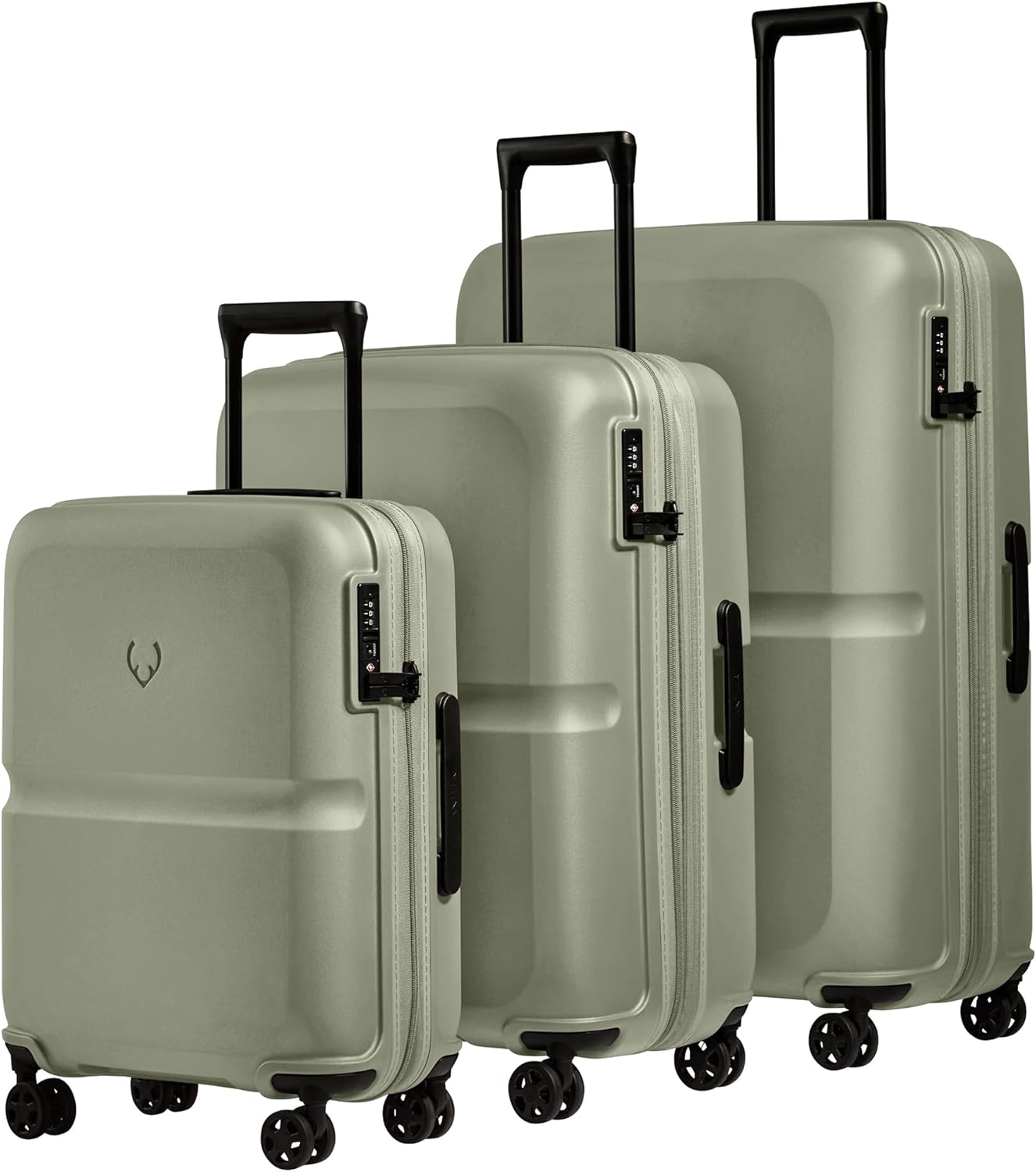 ANTLER - Single Stripe Hard Shell Suitcase Set - Cabin, Medium & Large, Durable & Lightweight, 4 Spinner Wheels - Adjustable Handle, TSA Lock, Clover Green