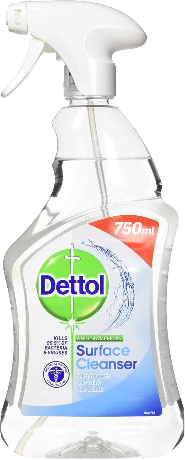 Dettol Surface Cleanser Spray, No Odour, Antibac (6 x 750ml) 4.5L
