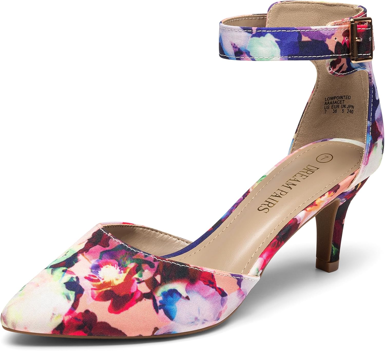 DREAM PAIRS Women's Kitten Heels Ankle Strap Pumps