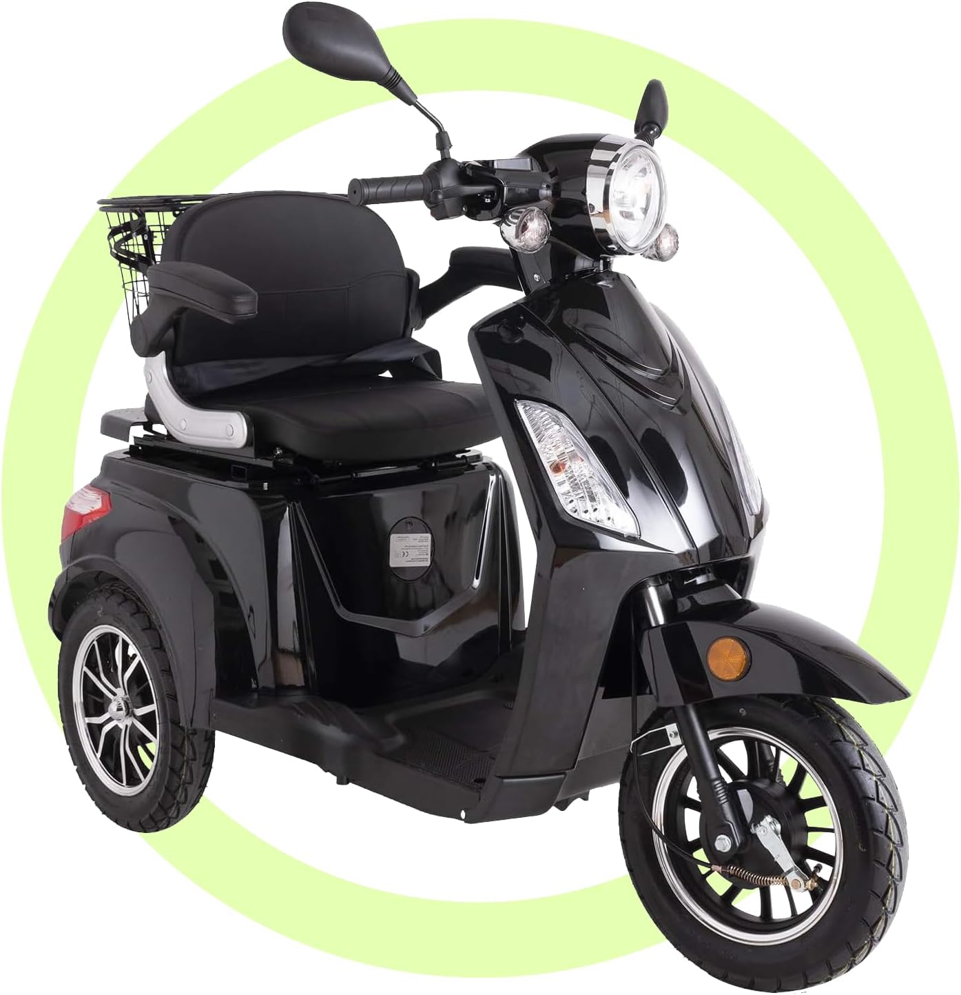 Black ZT500 Electric Mobility Scooter 3 Wheeled with Extra Accessories Package: Mobility Scooter Waterproof Cover, Phone Holder, Bottle Holder by Green Power