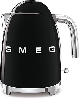 SMEG 50's Retro Style Electric Water Kettle with Automatic Shutoff, Removable Base, and Water Indicator, KLF03BLUS, Black