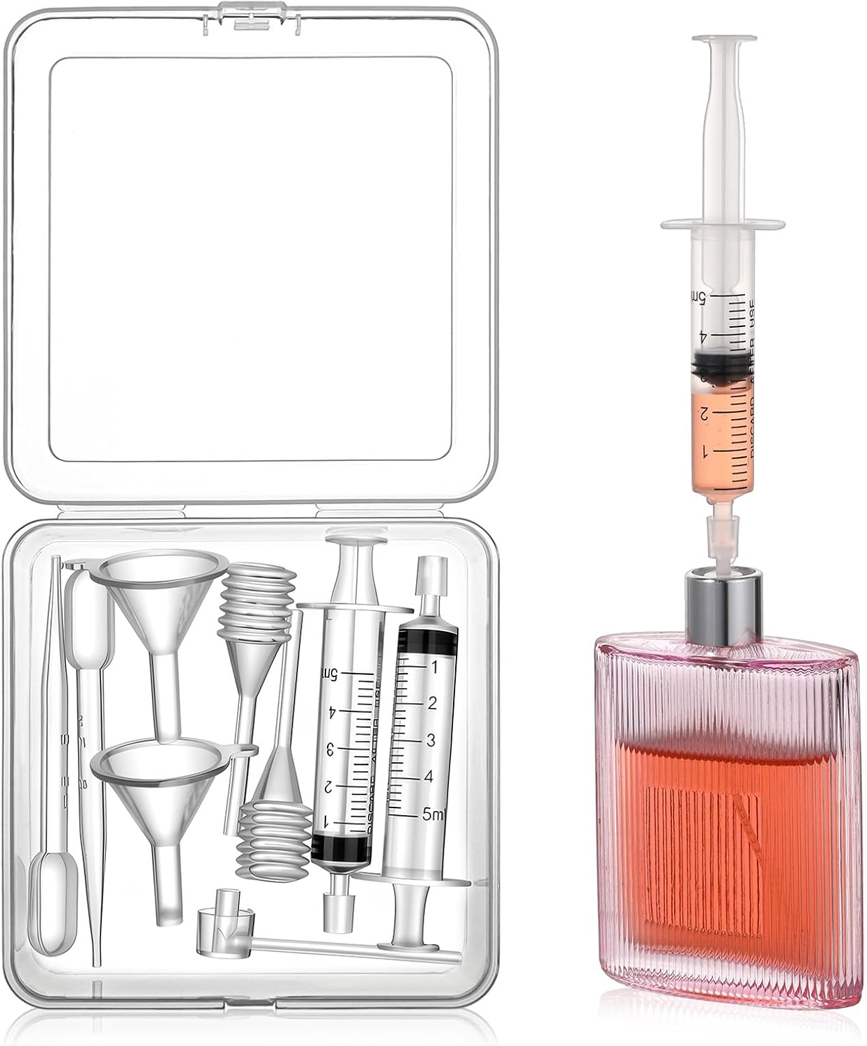10 Pcs DIY Perfume Refill Kit Perfume Making Refill Tools Transfer Pump Syringes Dispenser Atomizer Syringe Extractor Funnels Dropper with Storage Box for Travel Bottle Refilling