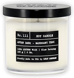 Lulu Candles | After Dark - Mahogany Teak | Luxury Scented Soy Jar Candle | Hand Poured in The USA | Highly Scented & Long Lasting- 6 Oz.