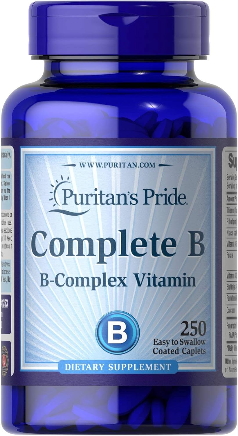 Puritan's Pride Complete B Complex for Energy Metabolism Caplets by Vitamin B, 250 Count