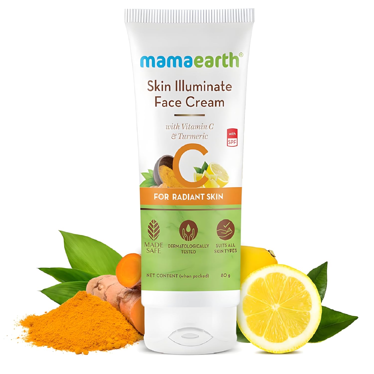 Mamaearth Vitamin C Skin Illuminate Face Cream with SPF | Enhances Radiance & Skin Tone | Reduces Sun Damage | Moisturizer with Sun Protector | 2.83 Oz (80g)