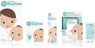Frida Baby Cold and Flu Relief Set, Congestion Relief Kit, Includes the NoseFrida Nasal Aspirator, Hygiene Filter, Saline Nasal Spray, Baby Vapor Rub & Vapor Nose & Chest Wipes