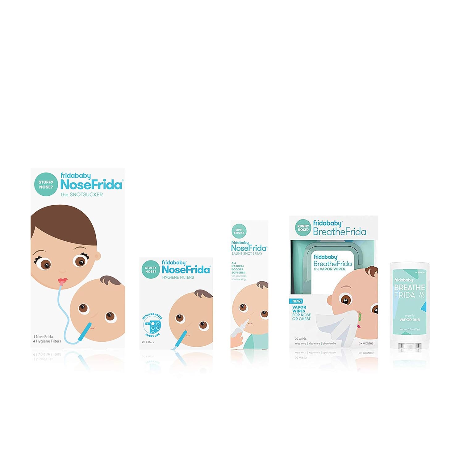Frida Baby Cold & Flu Relief Set, Congestion Kit, Vapor Nose & Chest Wipes