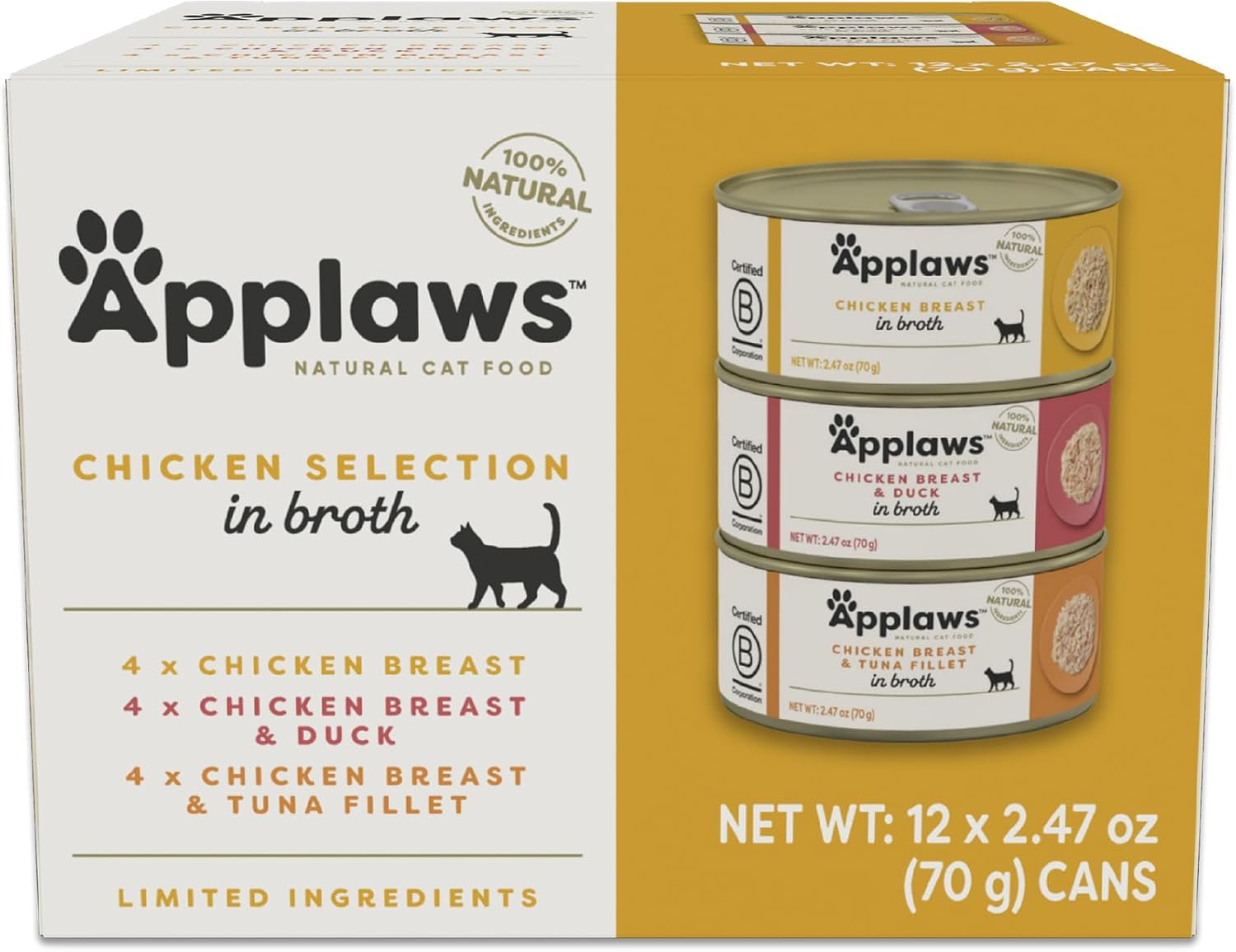 Applaws Chicken Variety in Broth Wet Cat Food 12-Pack 2.47 oz Cans