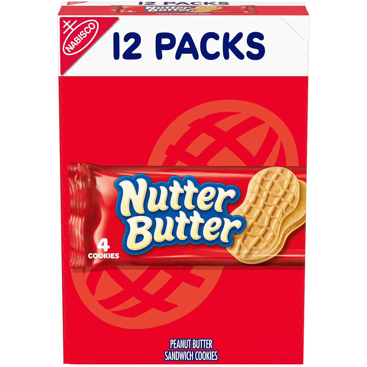 Nutter Butter Peanut Butter Sandwich Cookies, 12 Snack Packs (4 Cookies Per Pack)