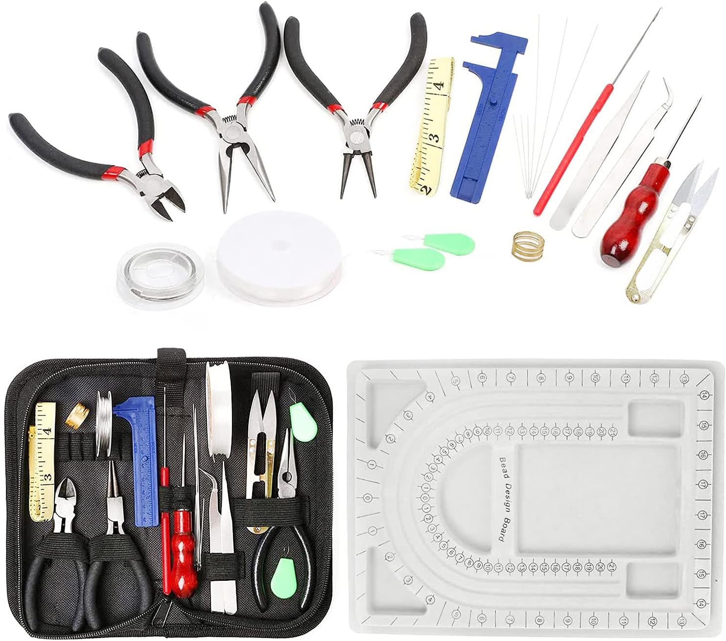 LAMPTOP Bead Tray for Jewelry Making and Jewelry Making Supplies Kit Own Bead Tools for Jewelry Making Include Beading Board, Bead Tool Kit, Jewelry Making Tools for Jewelry Repair (23Pieces)