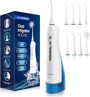 Hangsun Water Flosser Cordless Oral Irrigator Rechargeable Dental Water Jet HOC700 for Teeth Braces with 300ML Water Tank and 4 Jet Tips for Travel & Home Use