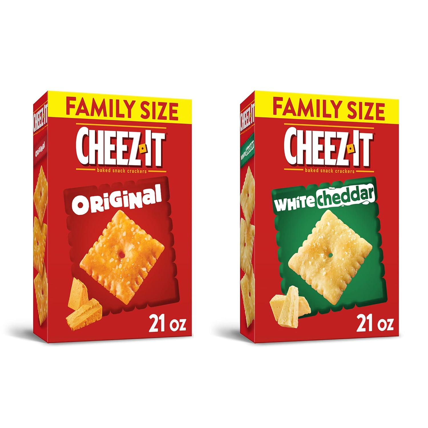 Cheez-It Cheese Crackers, Baked Snack Crackers, Bulk Pantry Staples, Original & White Cheddar Variety Pack 42oz Case (2 Boxes)