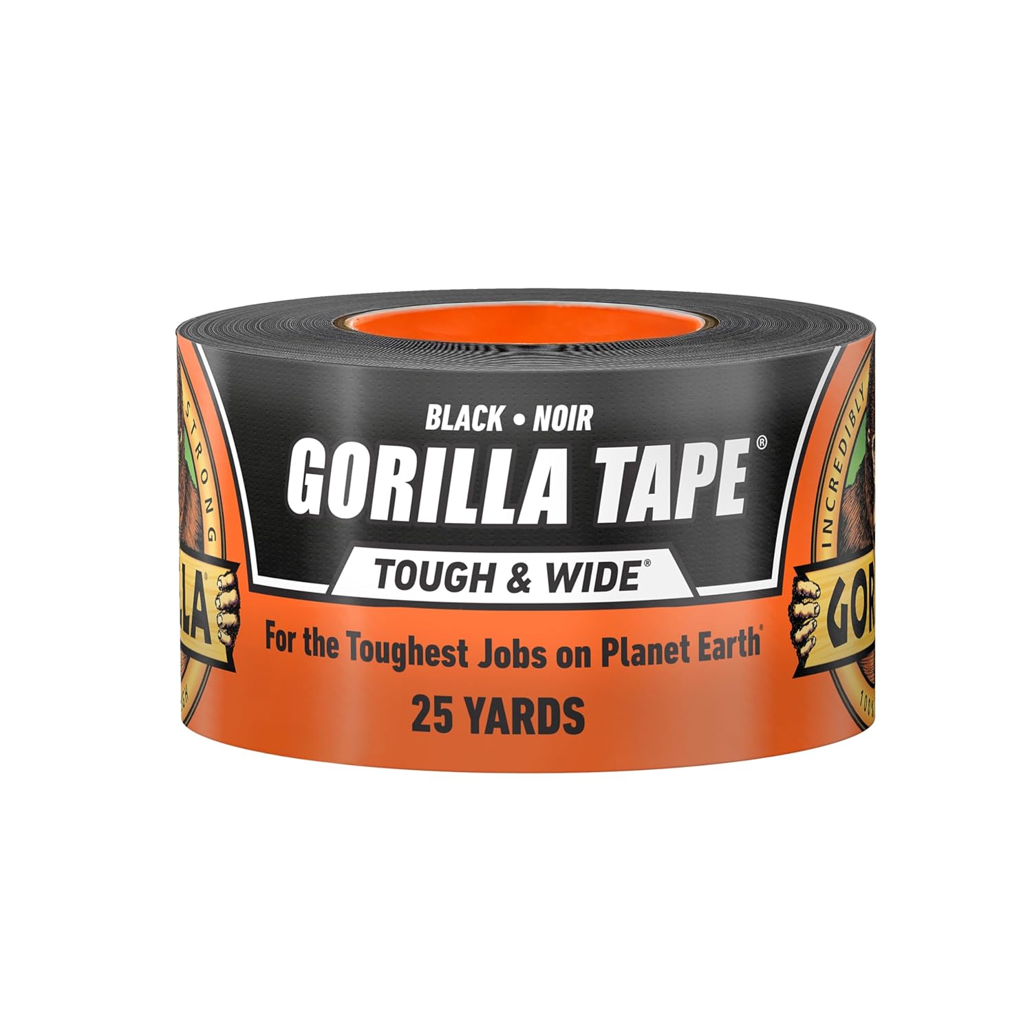 Gorilla Tough & Wide Heavy Duty Duct Tape, Black, 2.88" x 25 yd, 1-Pack