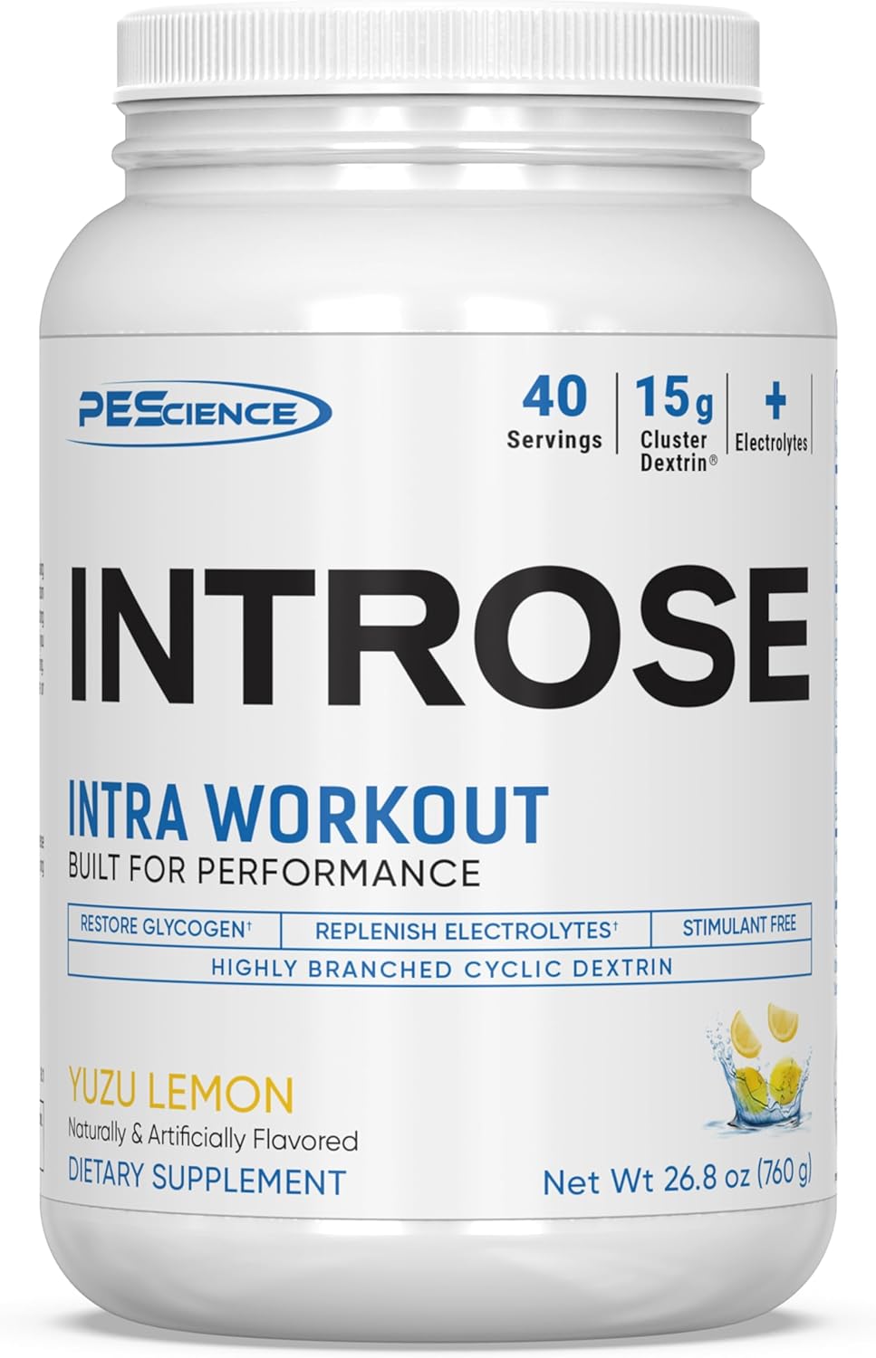 PEScience Introse Cluster Dextrin, 40 Servings, Yuzu Lemon, HBCD Highly Branched Cyclic Dextrin Carb Powder