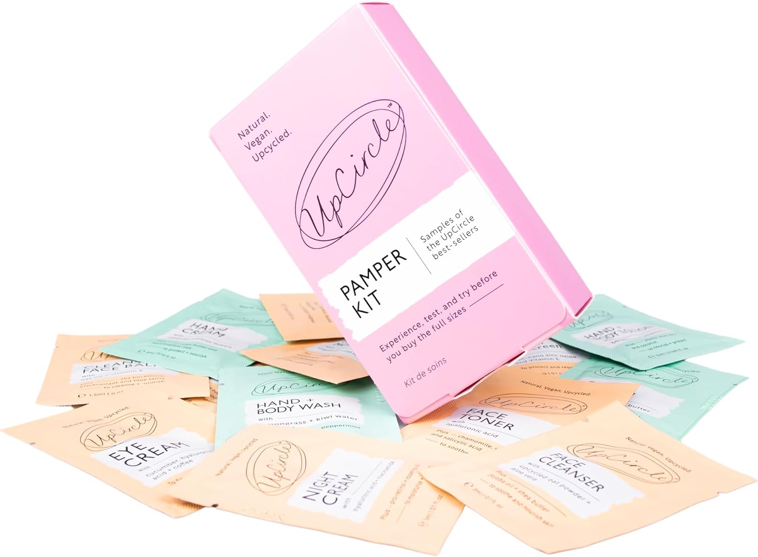 UpCircle The Pamper Kit - 17 Pieces - Sample Tester Pack Of Full Skincare, Hair Care + Body Range - Perfect Gift Idea, Pamper Night, For Holiday or Wedding Favour - Natural, Vegan, Cruelty-Free