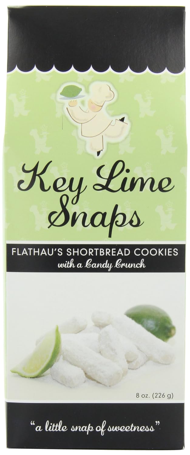 Flathau’s Fine Foods, Gourmet Shortbread Cookies, Handcrafted All Natural Artisan Bites, Southern-Baked Sweet Snaps with a Buttery Finish (Pack of 6, Key Lime)