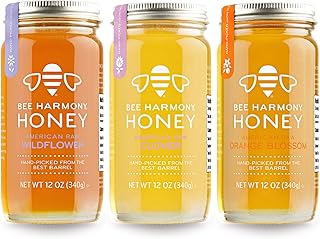 Bee Harmony Honey 3 Pack Variety Pack, 36 Ounce (Clover, Wildflower and Orange Blossom)
