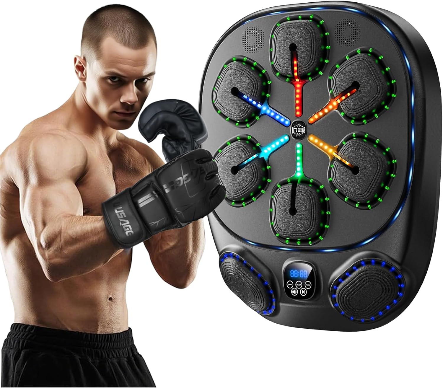 Music Boxing Machine with LED Lights & Bluetooth Speaker – Interactive Punching Bag for Fitness, Rhythm Training & Stress Relief – Home Gym Equipment for Adults
