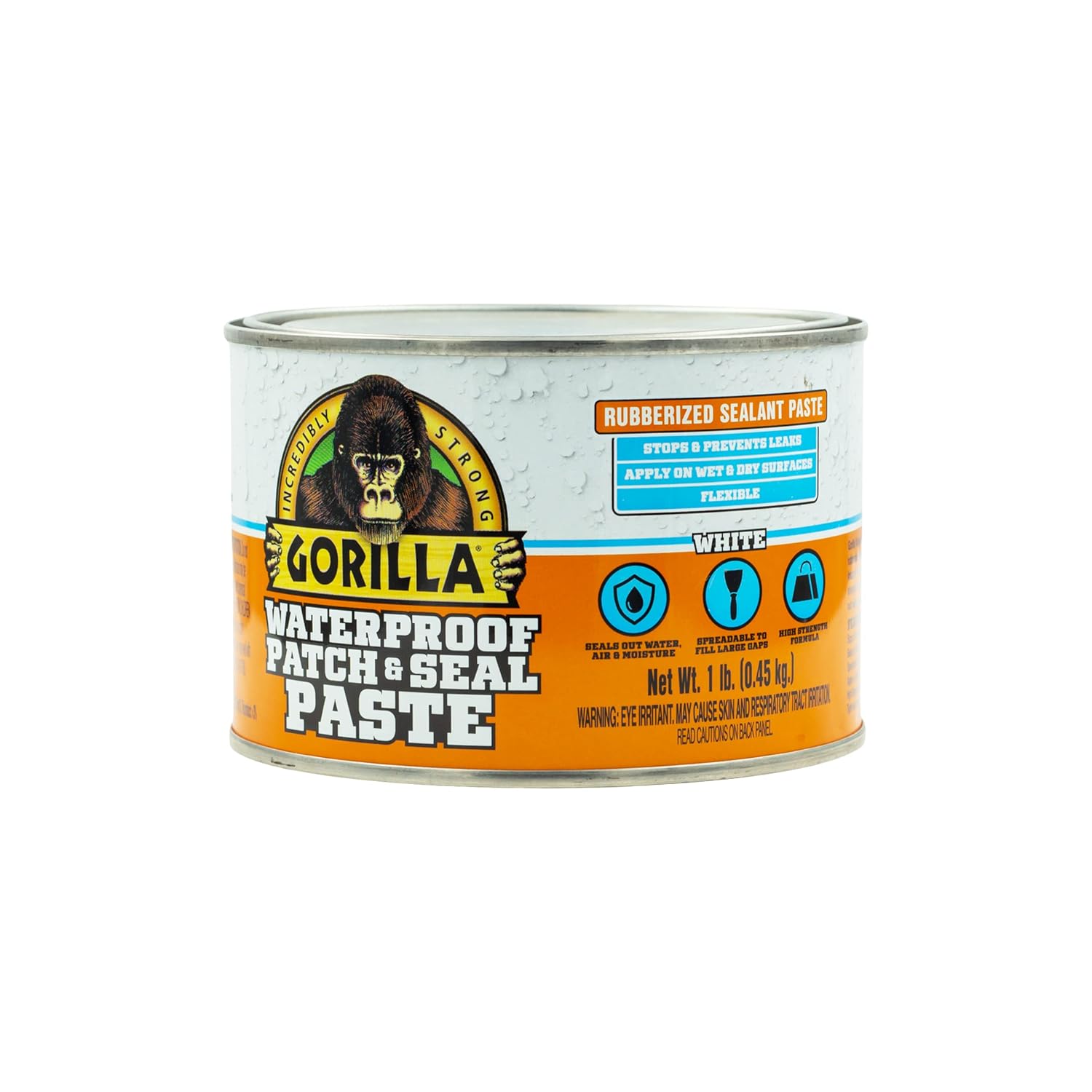 Gorilla Waterproof Patch & Seal Rubberized Sealant Paste; White; 1lb Can (Pack of 1)