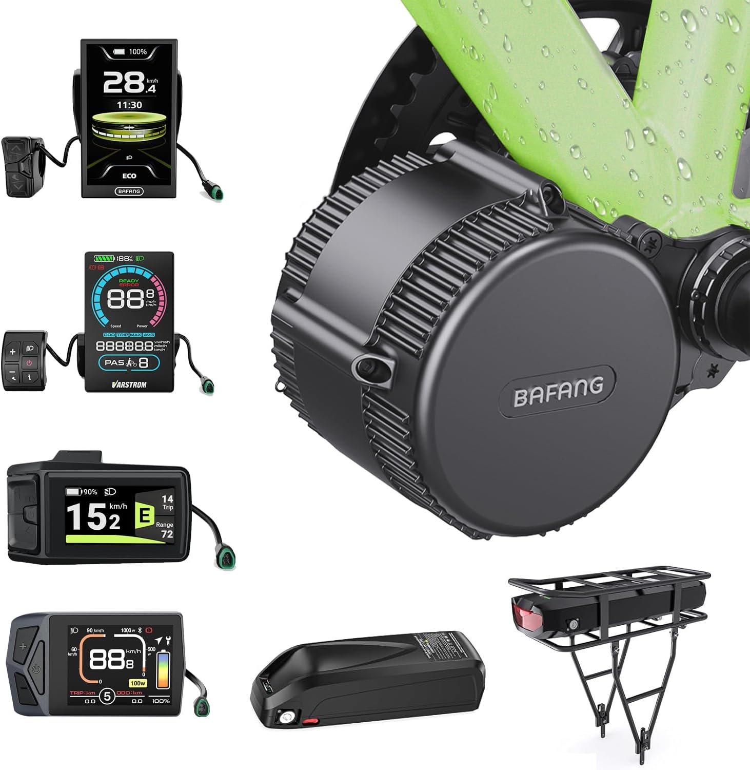 BAFANG BBS01B BBS02B BBS-HD Mid Motor Kit - 250W 350W 500W 750W 1000W Mid Drive Ebike Conversion Kit with Battery (Optional) and LCD Display, 36V 48V 52V Electric Bike Kit (CAN Protocol)
