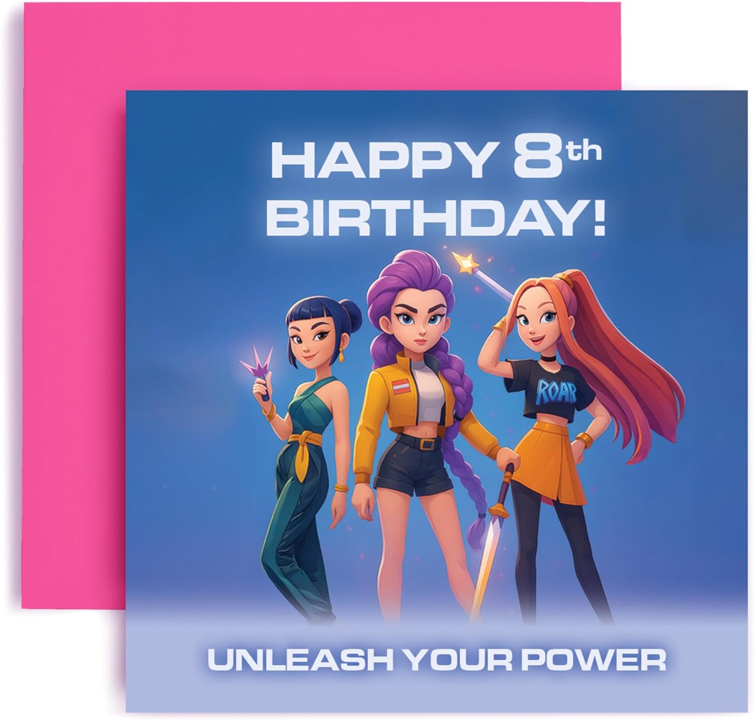 Huxters K-Pop Inspired 8th Birthday Card for Girls Daughter Niece Sister Friend Bestie – 8 Today (8th)