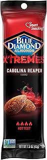 Blue Diamond Almonds, XTREMES Carolina Reaper Spicy Snack Nuts, 1.5oz Tube, Pack of 12