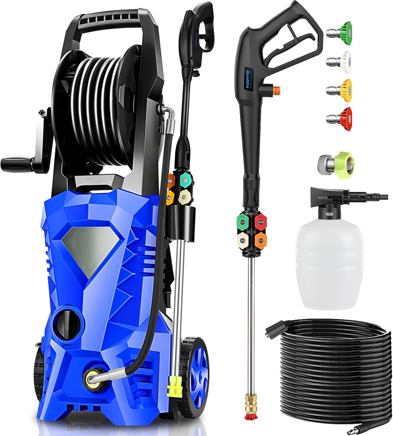 Electric Pressure Washer 5000 PSI 2.8 GPM High Power Washer with 4 Pressure Nozzle and Foam Cannon, powerwashers for Home, Car Washing, Fence Cleaning, Patio, Blue