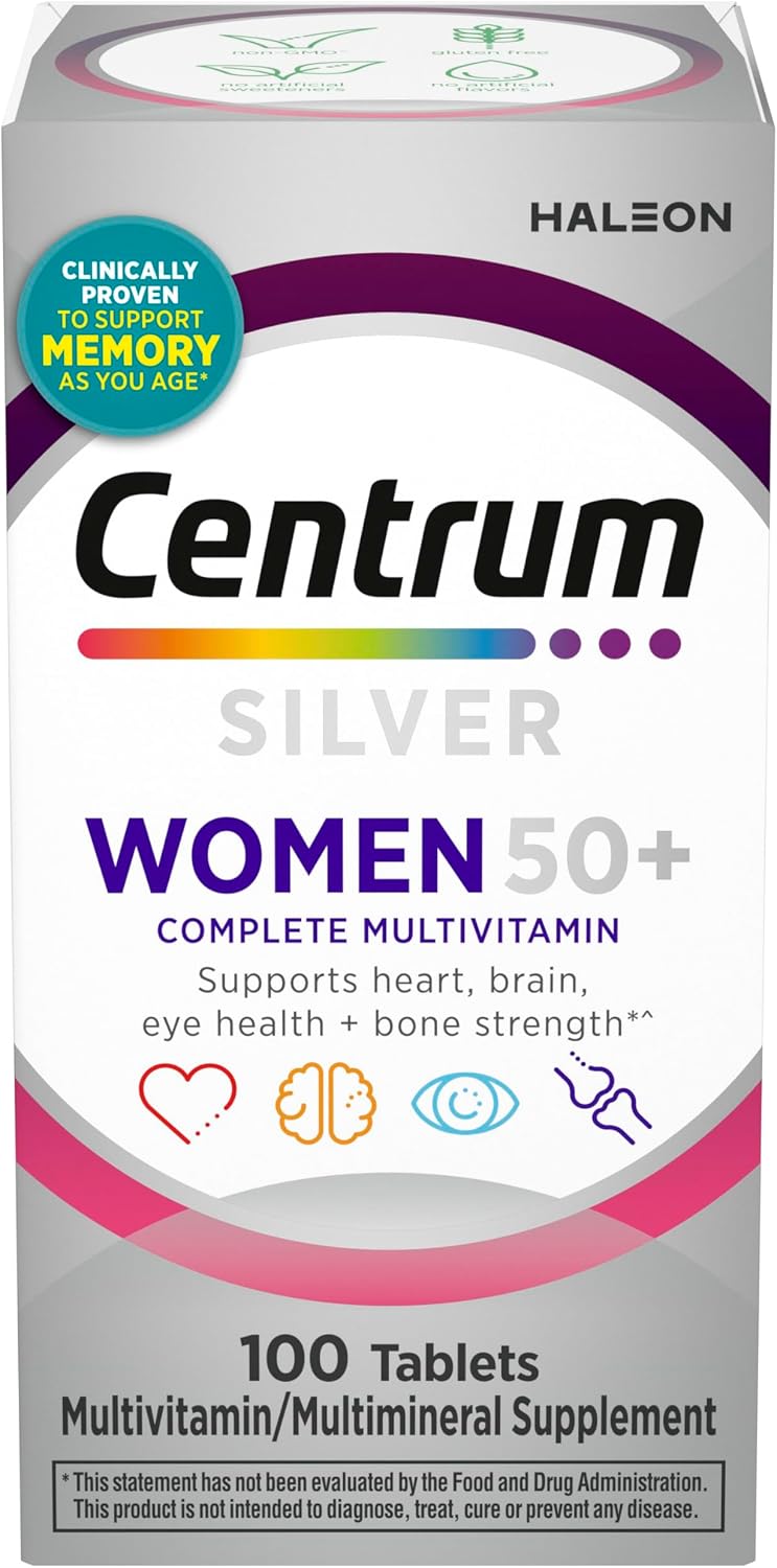Centrum Silver Women's Multivitamin for Women 50 and Over, 100 Tablets
