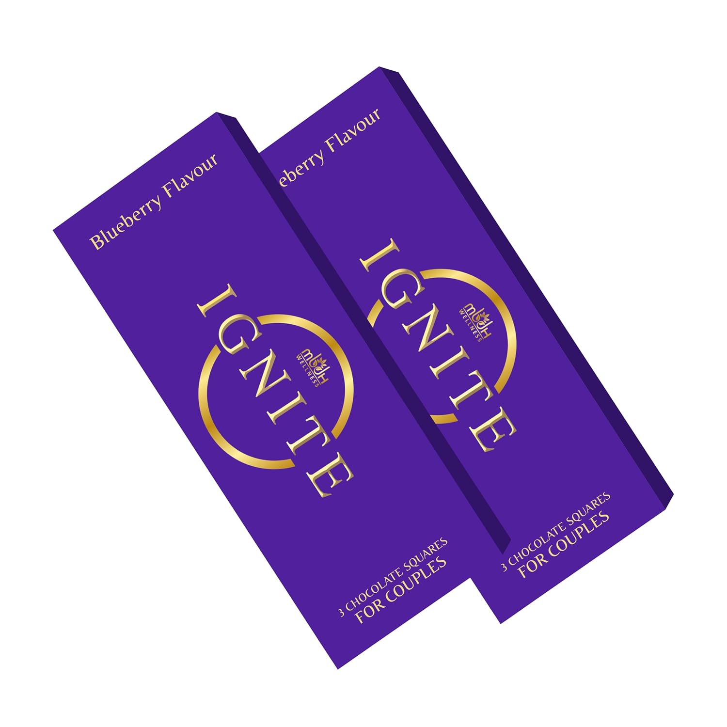Ignite Chocolate Bars - Premium Blueberry-Flavored Chocolate Squares with 60% Cocoa, Infused with Selected Ingredients - Perfect for Couples - Blissful & Delightful Treat for Adults, Box of 2