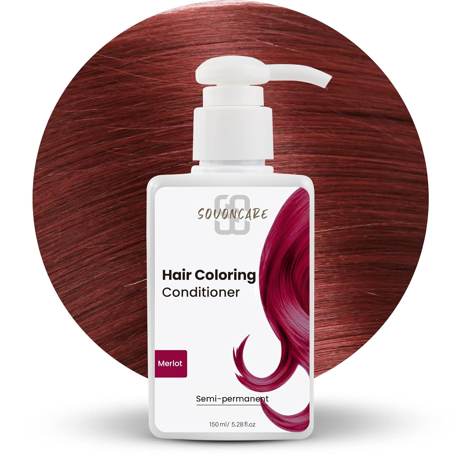 SOVONCARE Semi Permanent Hair Dye Depositing Conditioner, Merlot Color Treatment for Colored Hair, 5.28 OZ, 10 Mins Application, Cruelty-Free