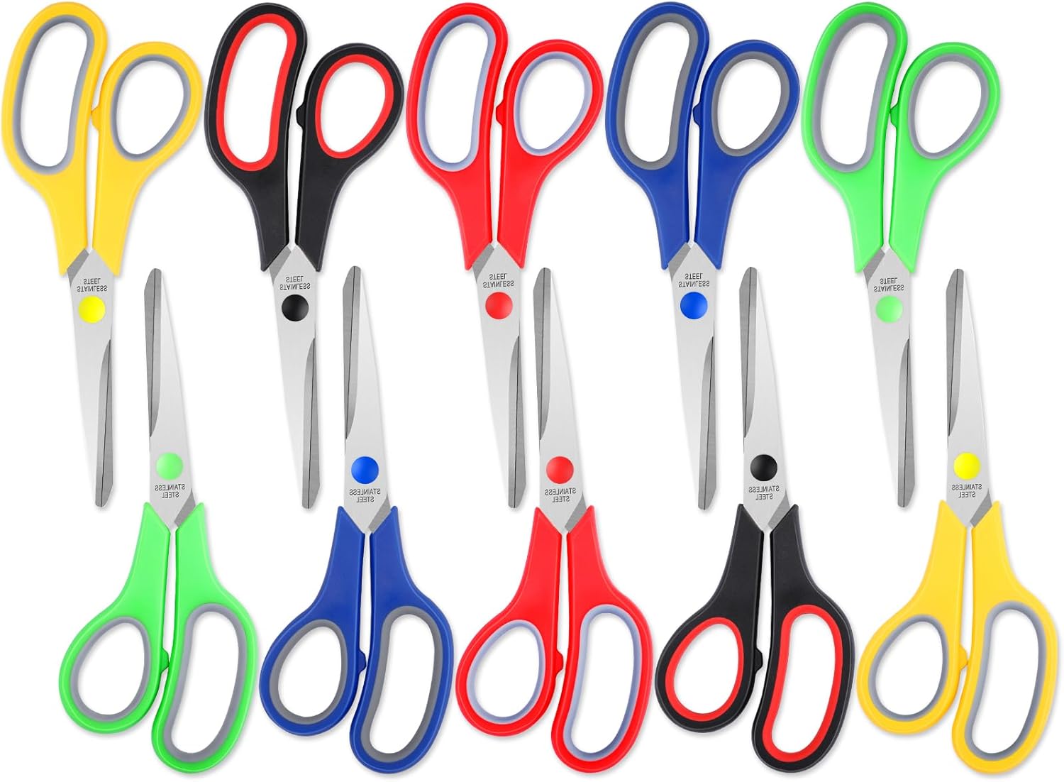 Scissors, BURVAGY 8" Scissors,Ultra Sharp Multipurpose Blade Shears,Comfort-Grip Handles, Sturdy Sharp Scissors for Office Home School Sewing Fabric DIY Craft Supplies,10-Pack