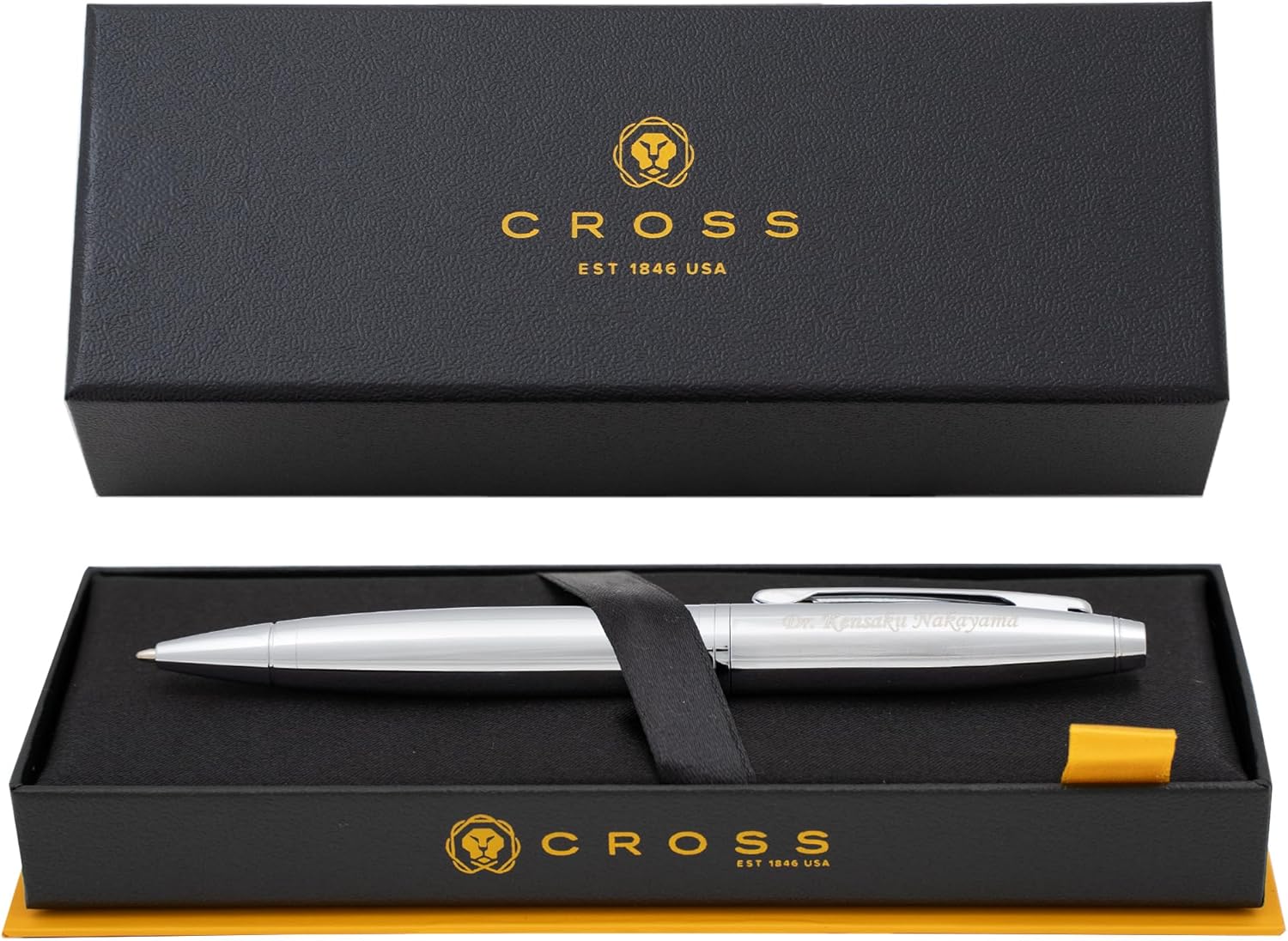 Personalized Cross Calais Ballpoint Pen | Custom Engraved Cross Pen for Men or Women | Perfect Graduation or Office Gift [Lustrous Chrome Finish, Smooth Black Ink]