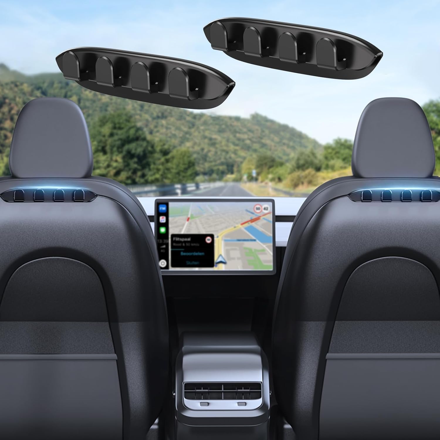 xuenair 2 Pack Car Seat Back Hooks for Tesla Model 3 Model Y, Rear Seat Hooks Specially Designed for Tesla Model 3 Y 2024 2023 2022 2021 - Black