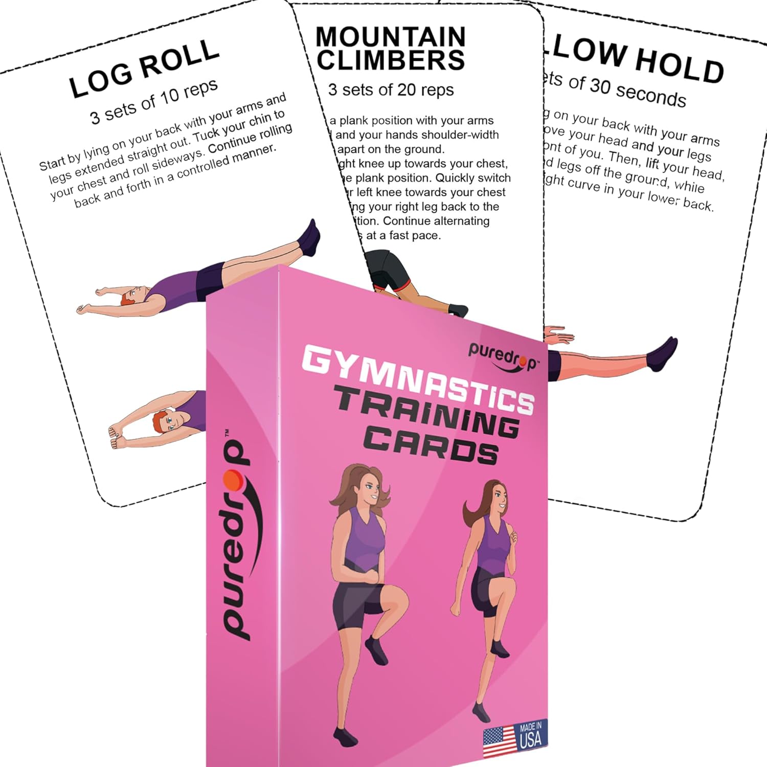 Gymnastics Training Equipment Aid Cards: Great Training Drills for Solo Practice. Exercises and Workouts for at Home. Fun Activity for Kids, Youth Junior and Beginners Gymnasts Dance