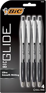 BIC Glide Black Retractable Ballpoint Pens, Medium Point (1.0mm), 4-Count Pack, Ultra Smooth Writing Black Pens